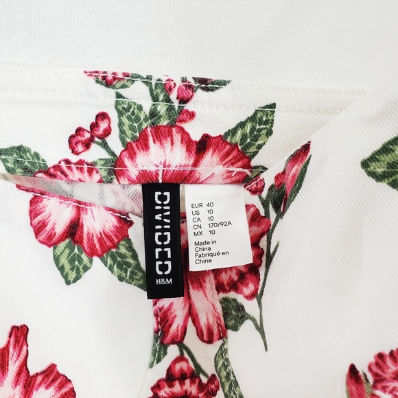 Hawaiian H&M White Denim Floral Fitted Mini Dress - Picture 8 of 9